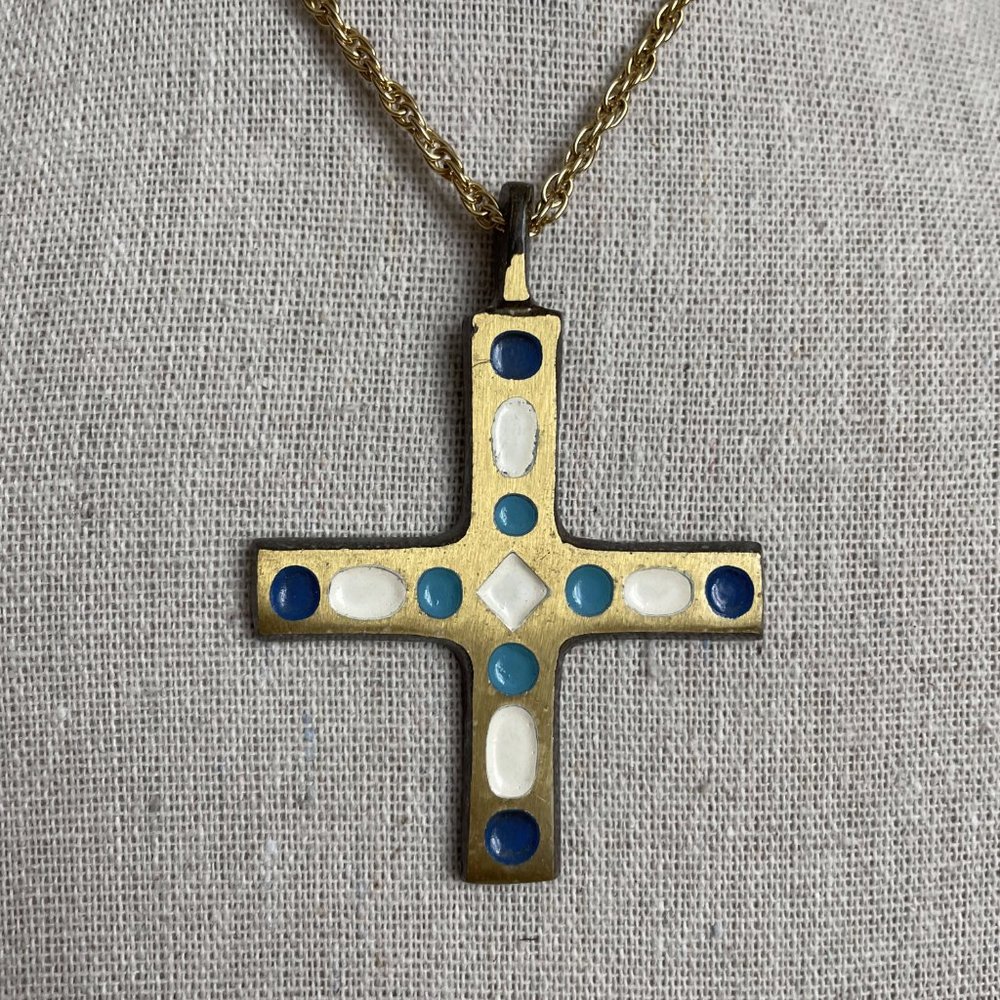 Terra Sancta Guild Metal Cross Pendant Unisex Necklace 12” dia